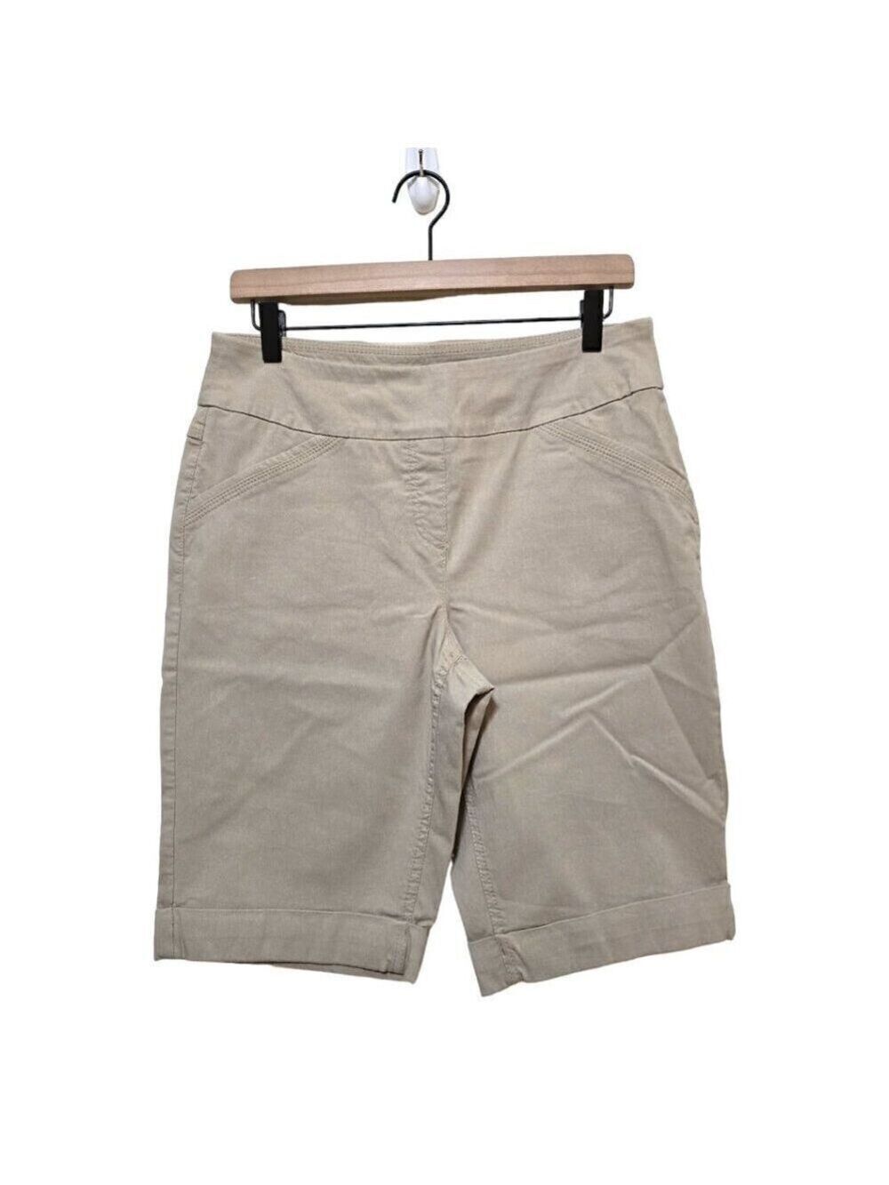 Westbound Petites Tan Stretch Rayon Blend Bermuda Shorts Sz 14P